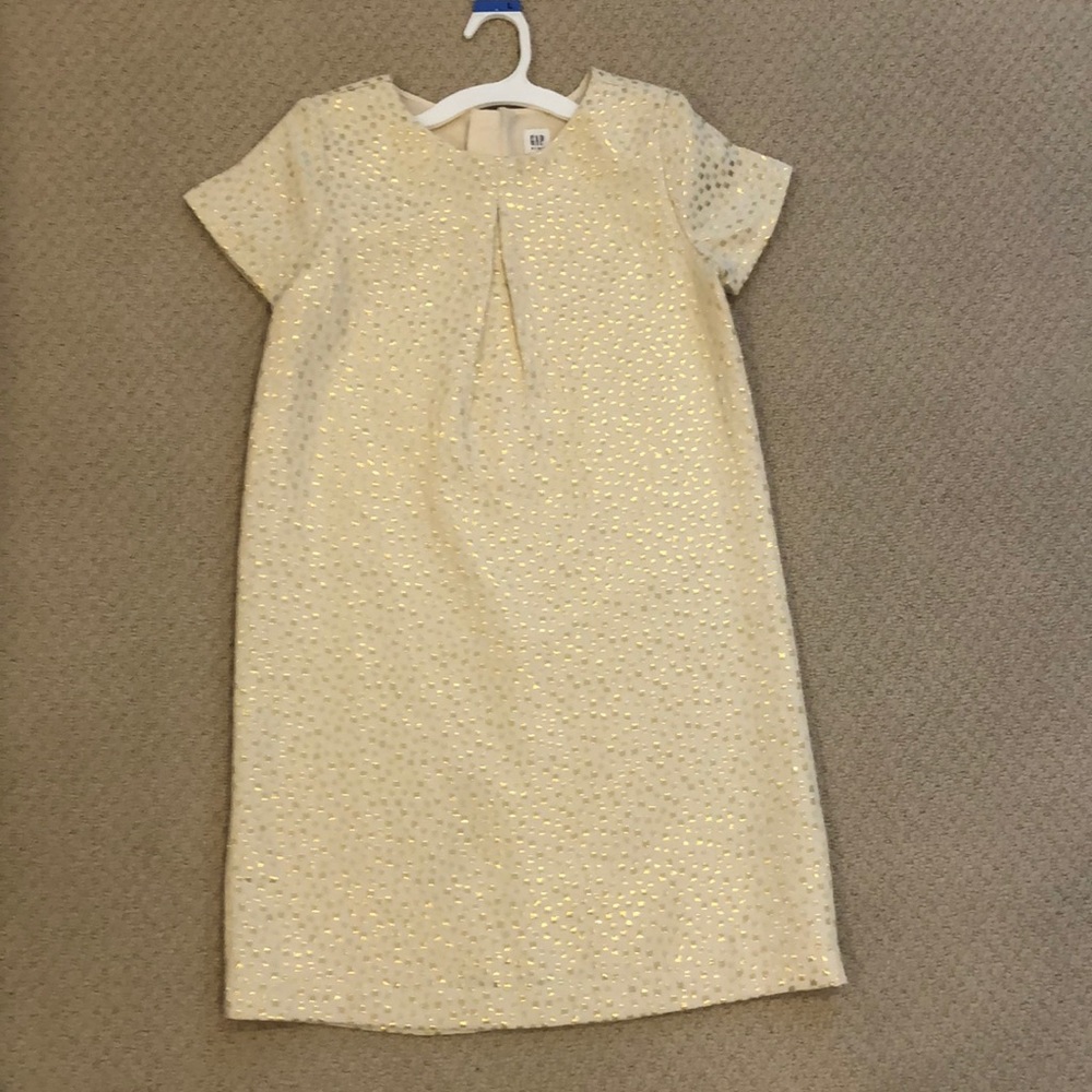 XL Gap kids cream dress with metallic gold detail.